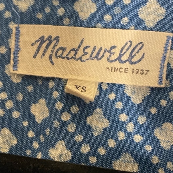 MADEWELL CHAMBRAY FLORAL STAMP POPOVER BLOUSE SIZE XS - Picture 3 of 9